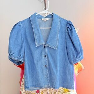 FRAME Light Blue Denim Button-Up Top
